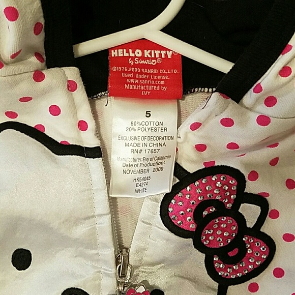 HELLO KITTY polka dot hoodie size 5 - Picture 4 of 4